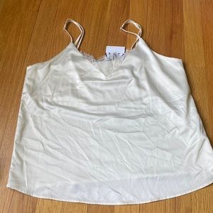 Zara Lace Detailed Silk Satin Blouse